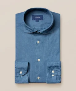 Eton Mid Blue Lightweight Denim Shirt SLIM FIT Off The Water