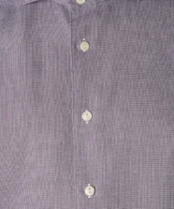 Off The Water Eton Navy Houndstooth Cotton Tencel Flannel-Slim Fit Button Down Collar