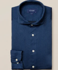 Eton Blue Satin Indigo CONTEMPORARY FIT Shirt Off The Water