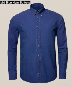 Off The Water Eton Lightweight Blue Denim Shirt -Button Down