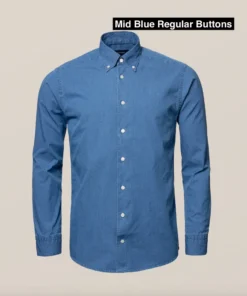 Off The Water Eton Lightweight Blue Denim Shirt -Button Down