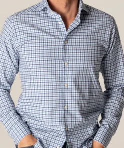 Eton Blue Checks Cotton And Silk