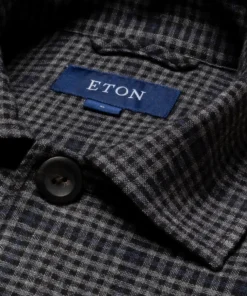 Eton Blue Checked Cotton Wool Cashmere Overshirt Off The Water