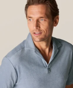 Off The Water Eton Terry Polo Shirt Blue -SLIM Fit